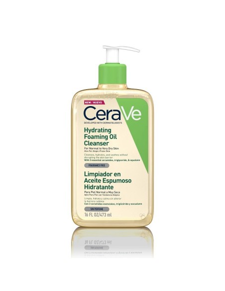 Cerave Limpiador en Aceite Espumoso 473 ml - Limpieza suave e hidratante para piel seca y sensible.