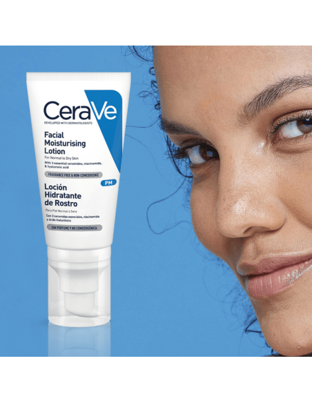 Cerave Loción Hidratante de Rostro Piel Normal 52 ml - Hidratación ligera para piel normal.