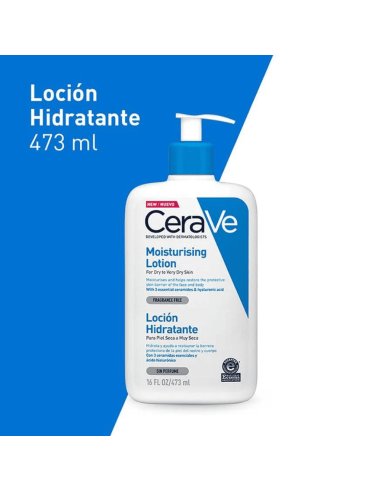 Cerave Loción Hidratante 473 ml - Hidratación duradera para piel seca y normal.