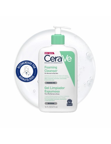 Cerave Gel Limpiador Espumoso 473 ml - Limpieza suave y efectiva para piel normal y grasa.
