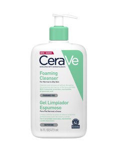 Cerave Gel Limpiador Espumoso 473 ml - Limpieza suave y efectiva para piel normal y grasa.