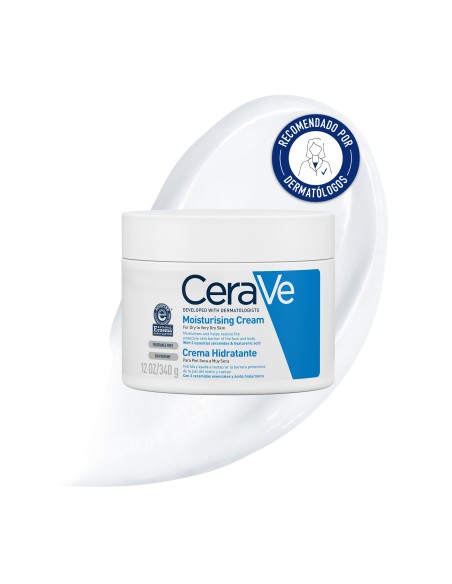 Cerave Crema Hidratante Piel Seca 340 g - Hidratación intensa para piel seca.